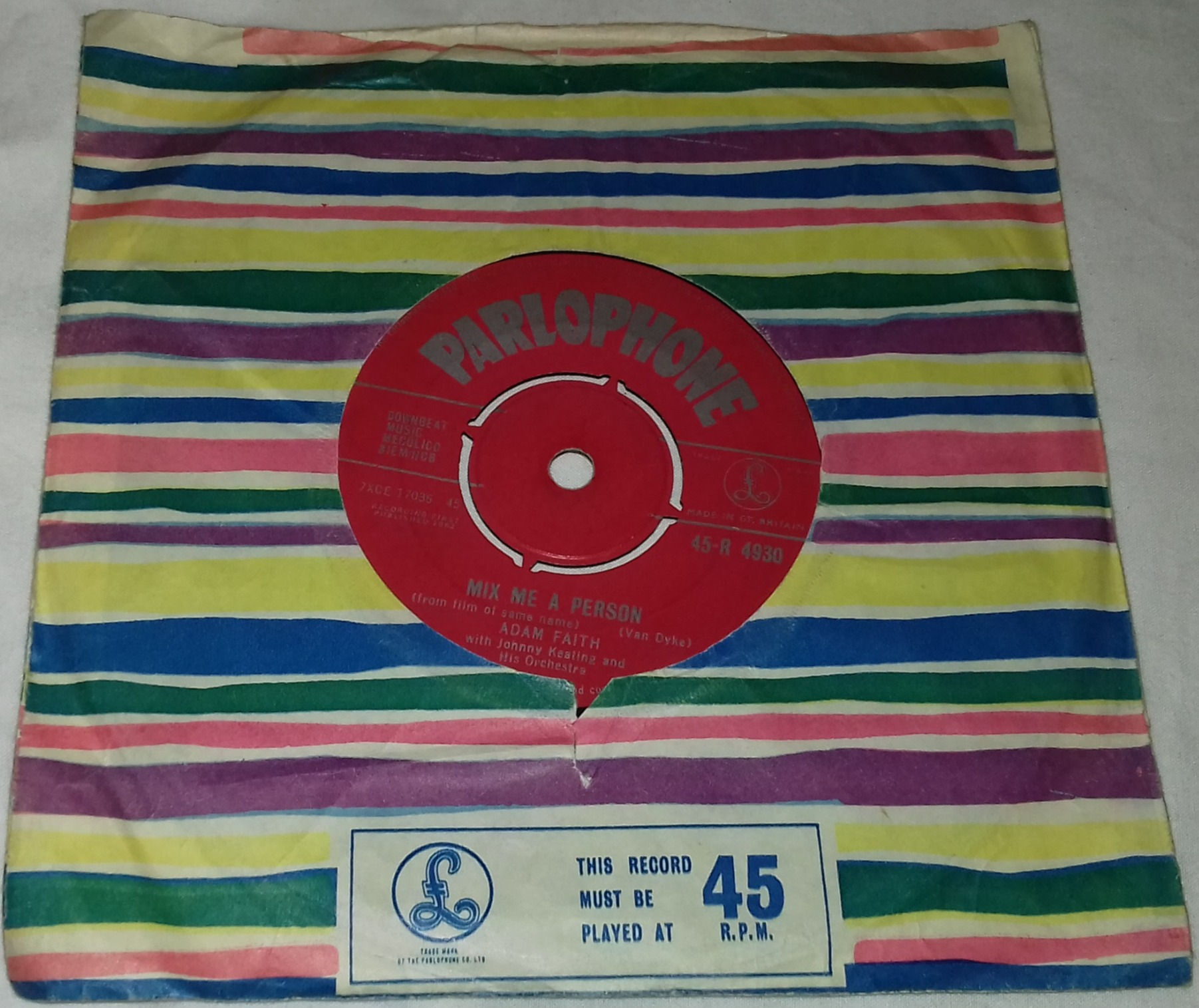 Adam Faith - Mix Me A Person (7", Single) (Parlophone)