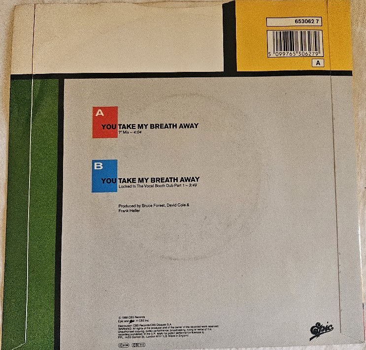 Miniaturbild: David Cole - You Take My Breath Away (7", Single) (Epic)