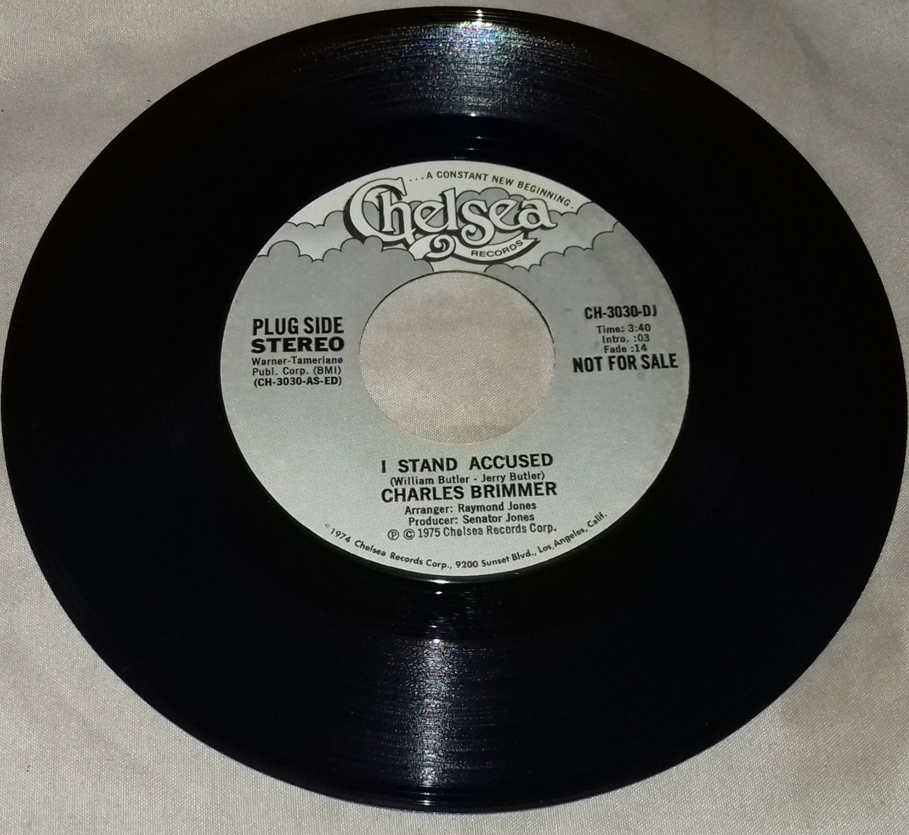 Charles Brimmer - I Stand Accused (7", Single, Promo) (Chelsea Records)