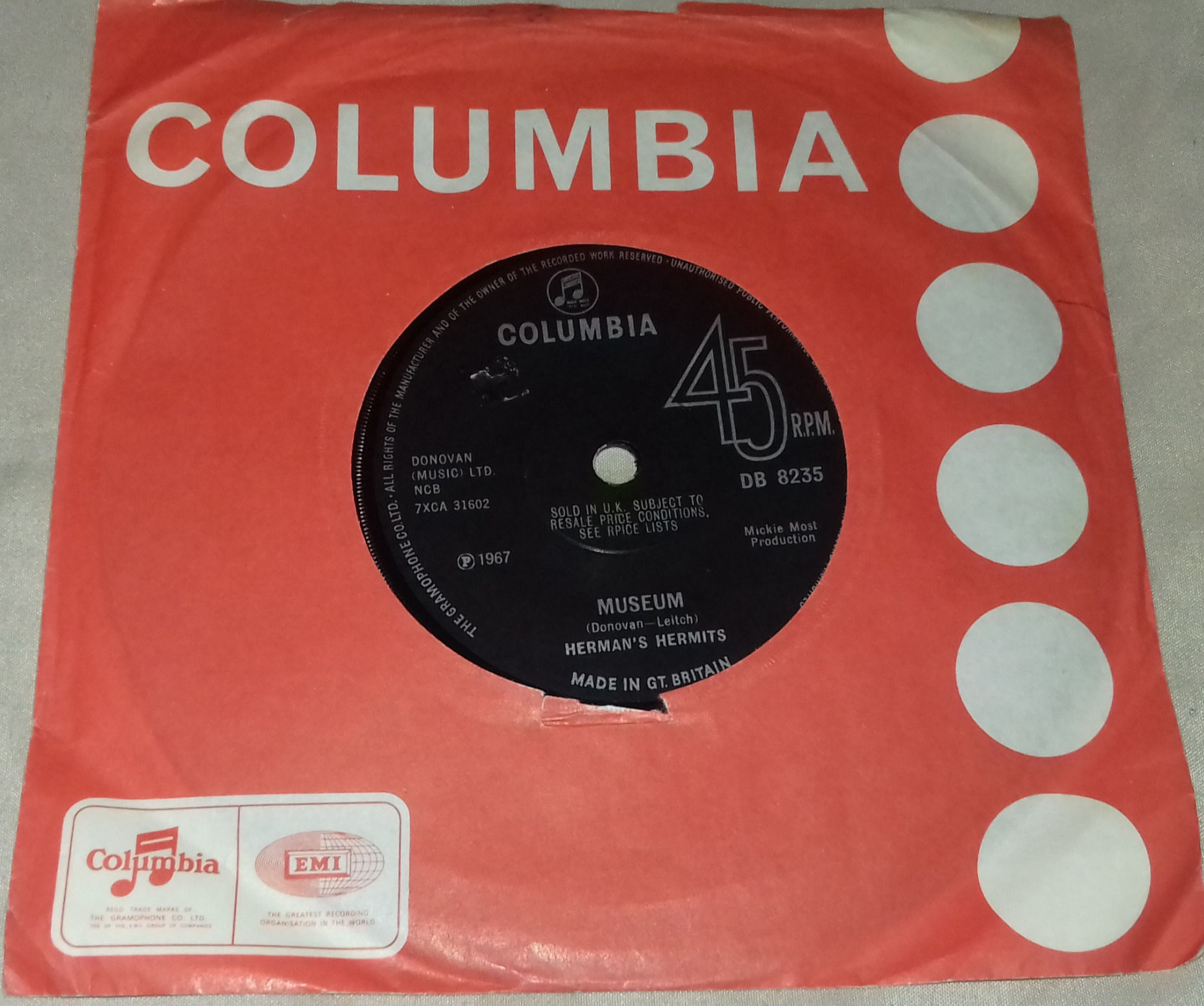 Herman's Hermits - Museum (7", Single, Sol) (Columbia)