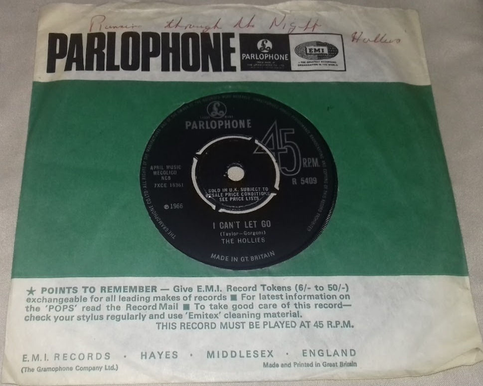 The Hollies - I Can't Let Go (7", Single) (Parlophone)