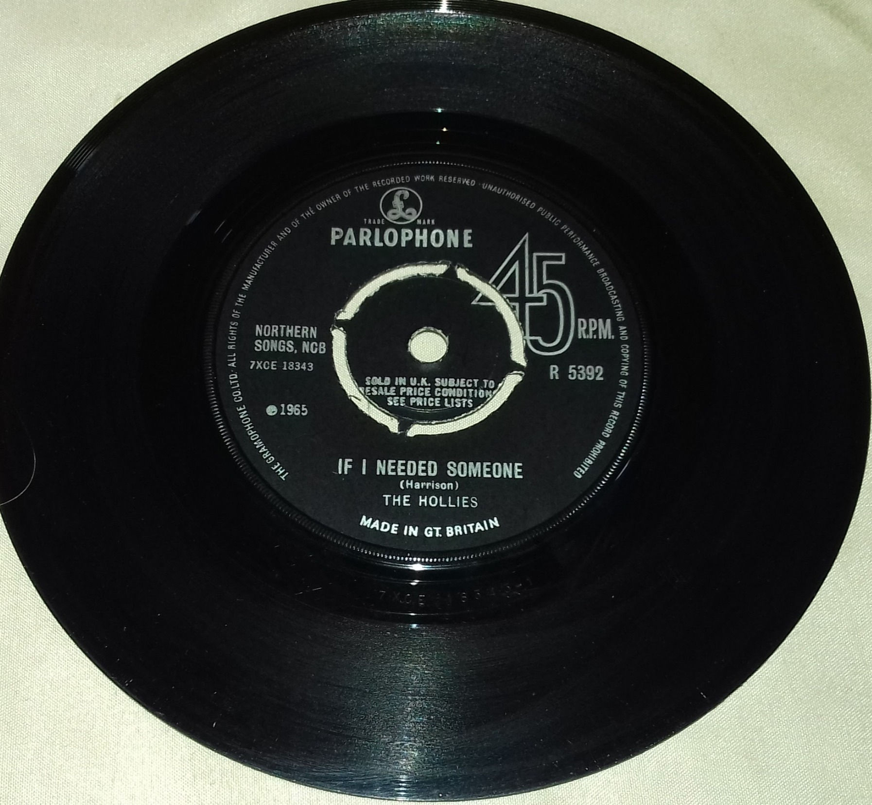 The Hollies - If I Needed Someone (7", Single) (Parlophone)