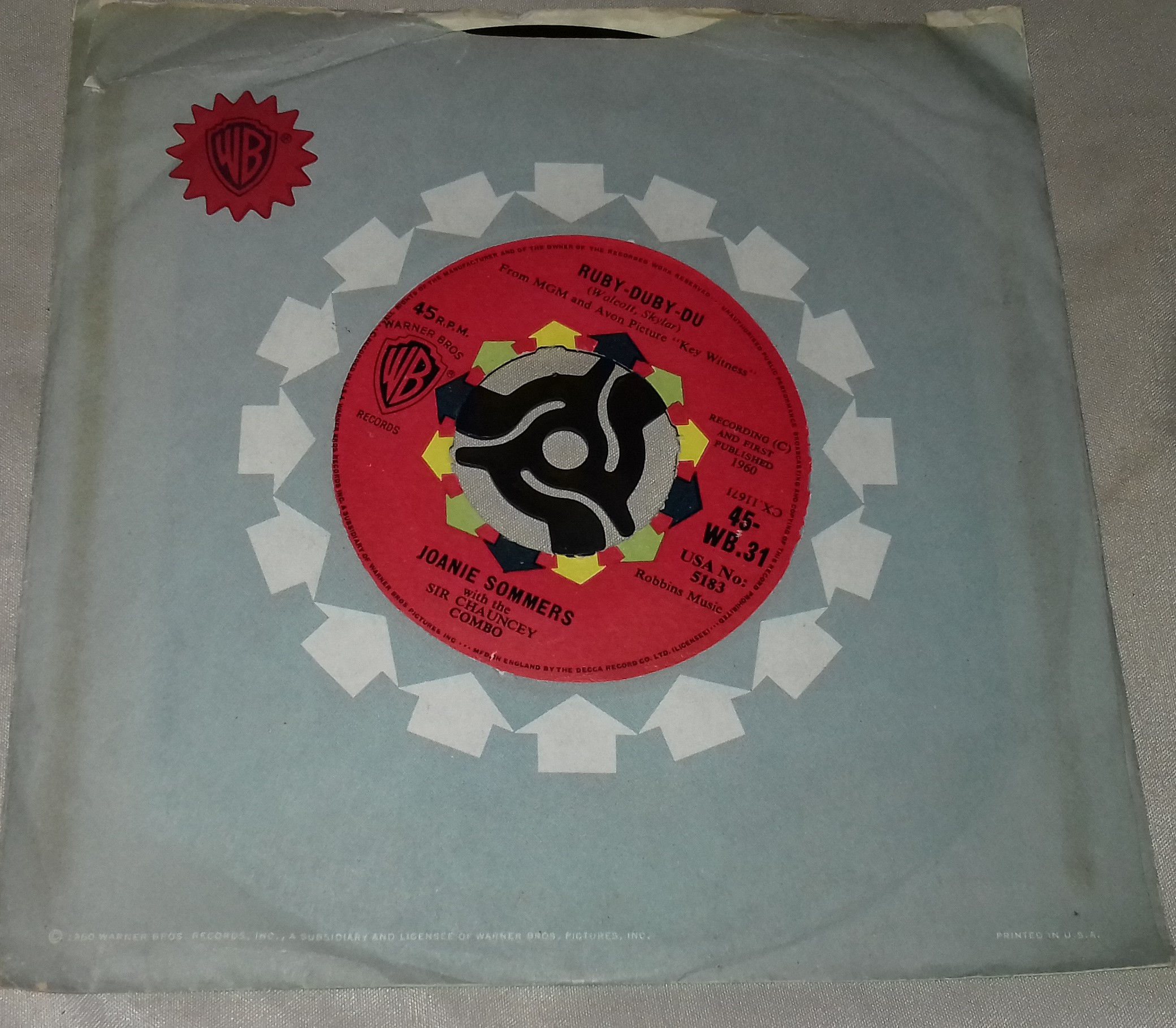 Joanie Sommers with the Sir Chauncey Combo* - Ruby-Duby-Du / Bob White (Whatcha