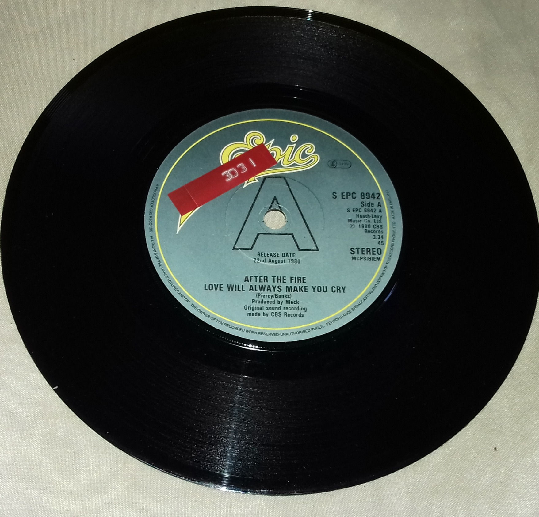 After The Fire - Love Will Always Make You Cry (7", Promo) (Epic)