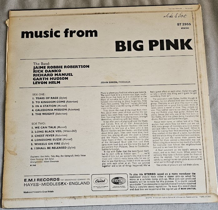 Thumbnail: The Band - Music From Big Pink (LP, Album, RP) (Capitol Records, Capitol Record