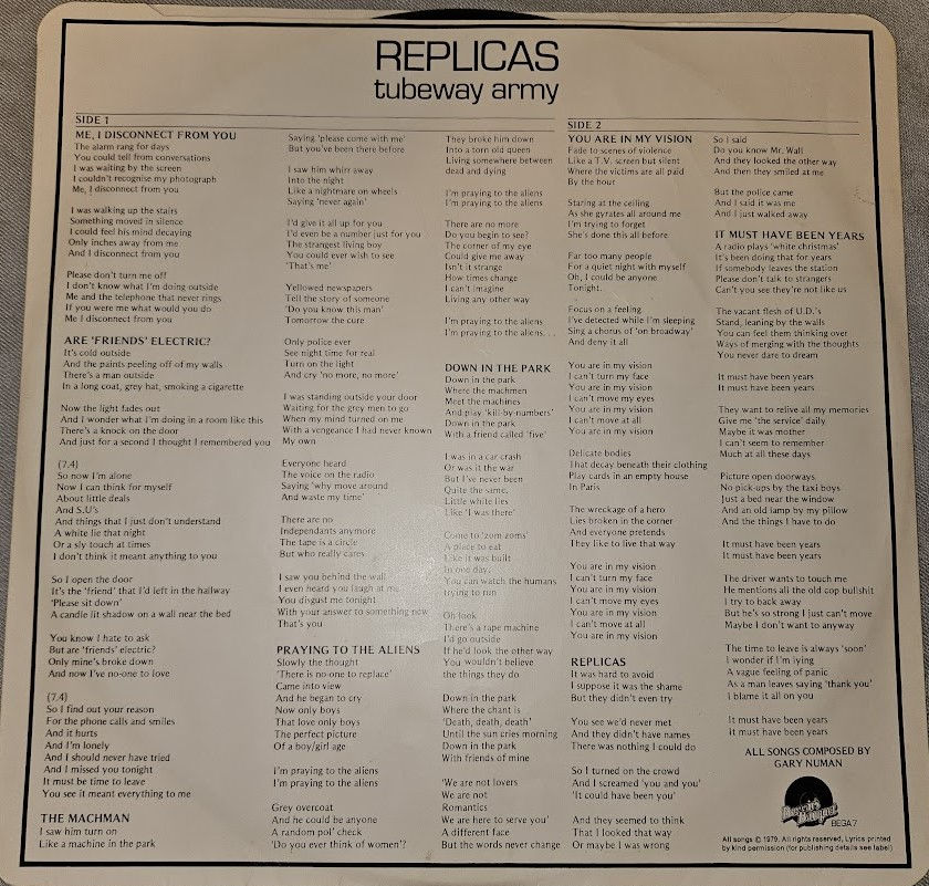Miniaturbild: Tubeway Army - Replicas (LP, Album, RE) (Beggars Banquet)