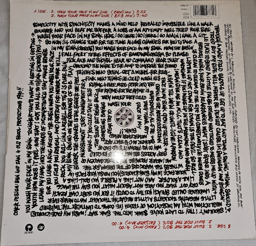 Pikkukuva: Dream Warriors - Wash Your Face In My Sink (12") (4th & Broadway, Island Records
