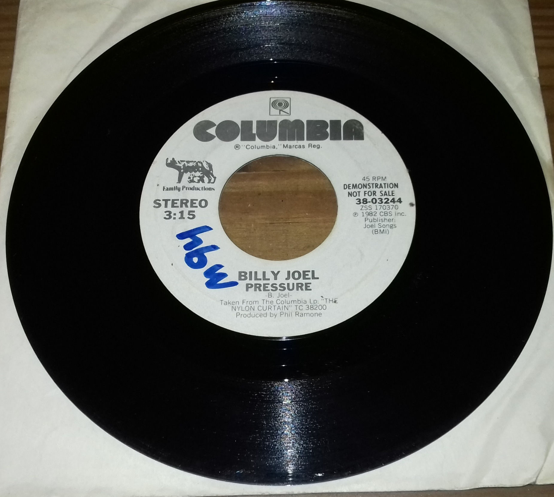 Billy Joel - Pressure (7", Promo, Styrene, Pit) (Columbia, Family Productions)