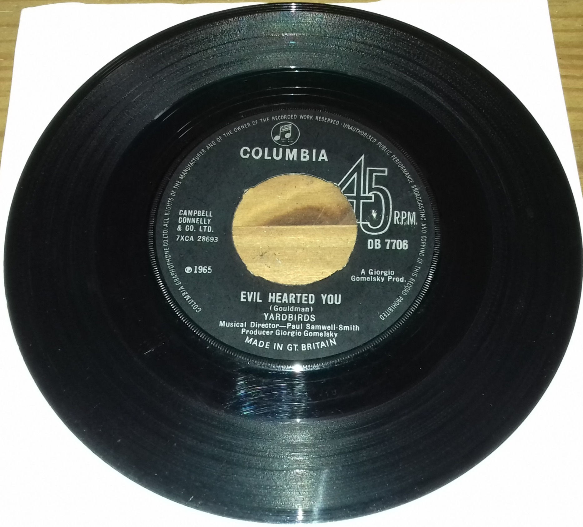 Yardbirds* - Evil Hearted You (7", Single) (Columbia)