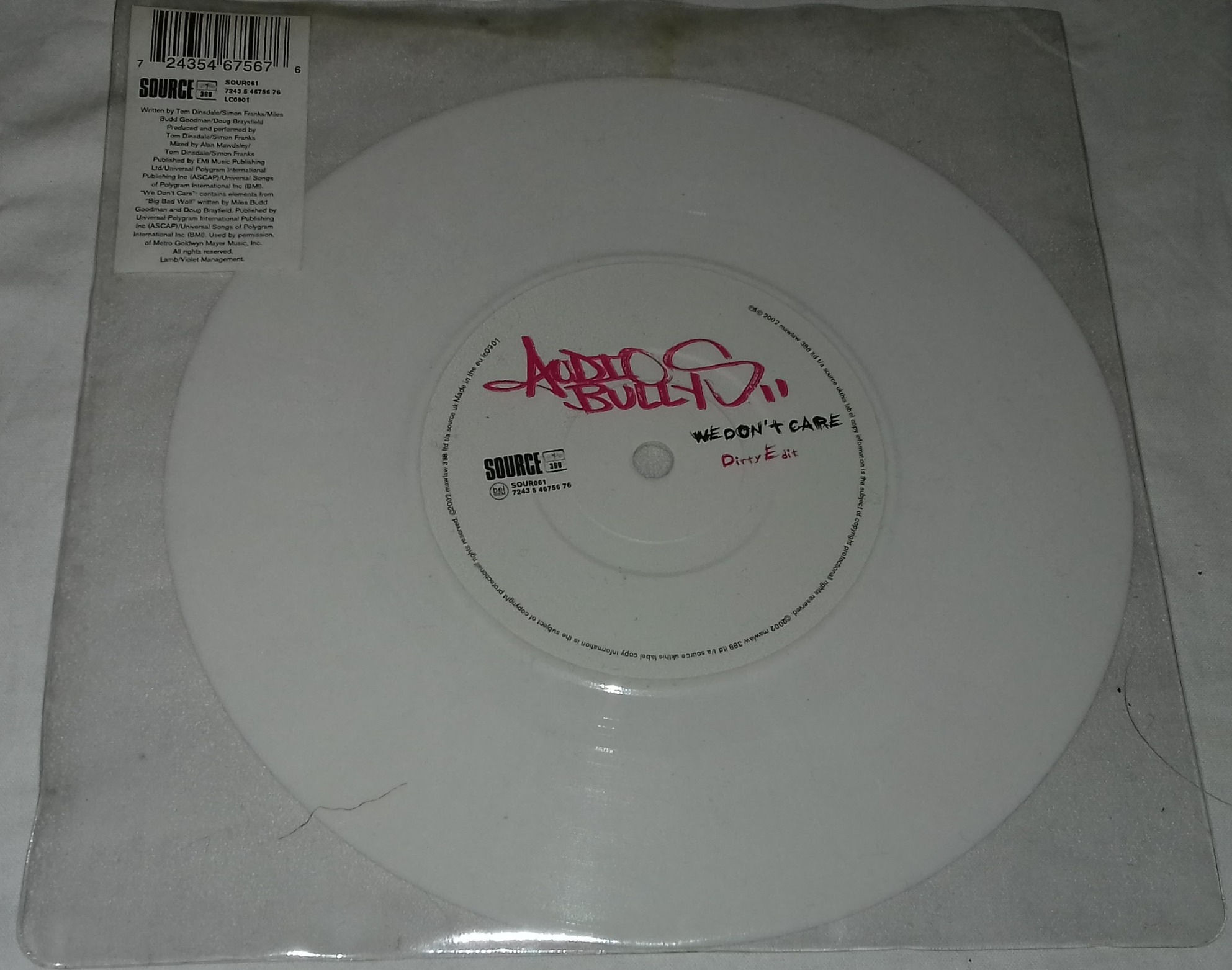 Audio Bullys - We Don't Care (7", S/Sided, Whi) (Source)