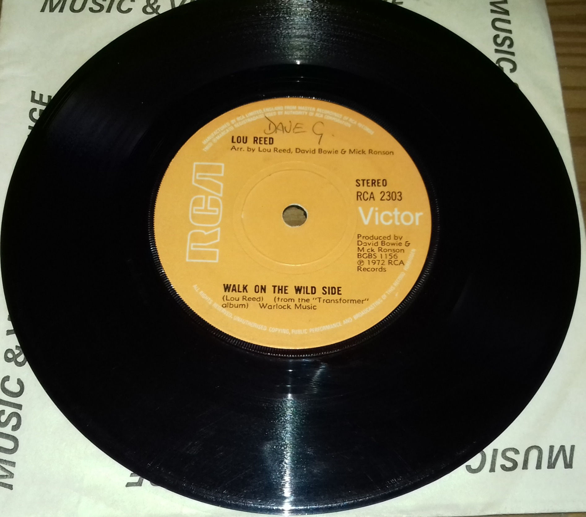 Lou Reed - Walk On The Wild Side (7", Single, Sol) (RCA Victor)