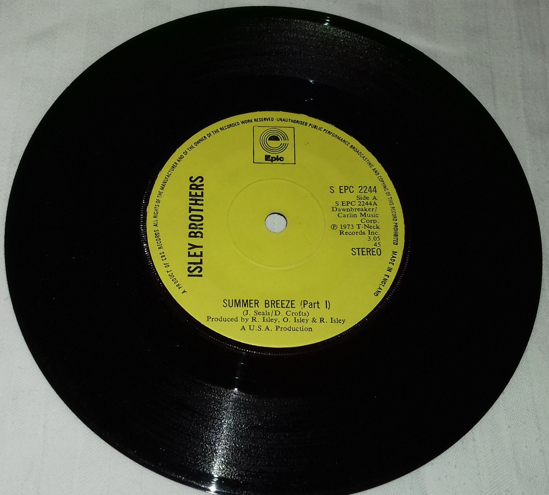Isley Brothers* - Summer Breeze (Part I) (7", Single, Sol) (Epic)