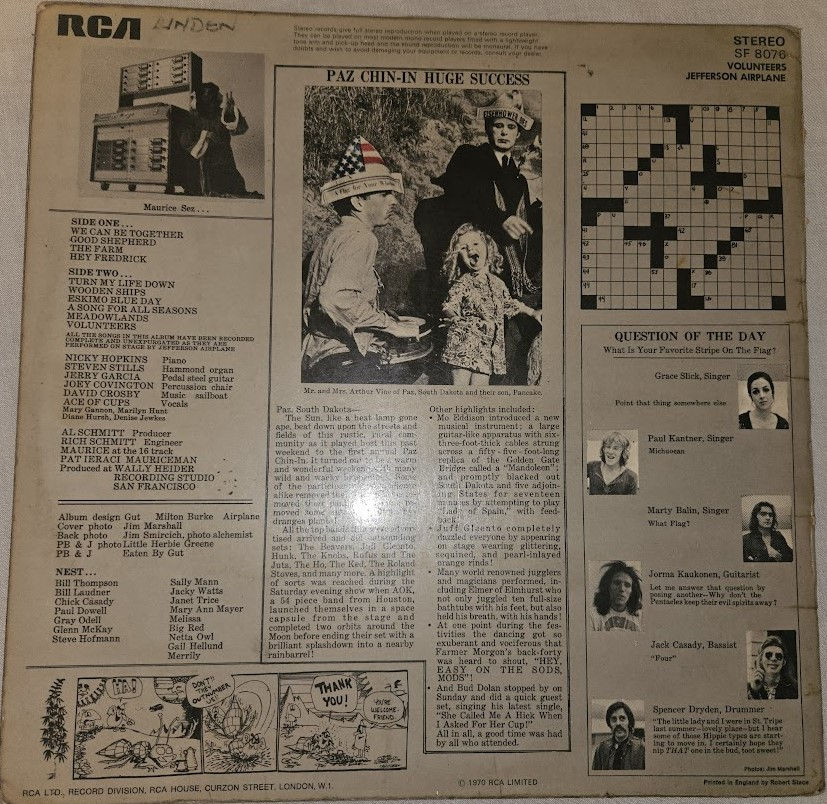サムネイル： Jefferson Airplane - Volunteers (LP, Album, Gat) (RCA)