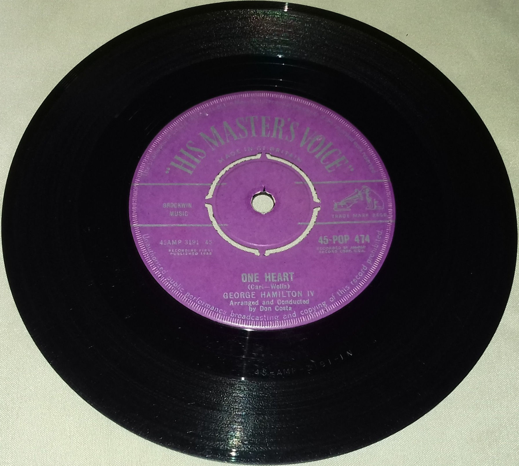 George Hamilton IV - One Heart (7") (His Master's Voice)