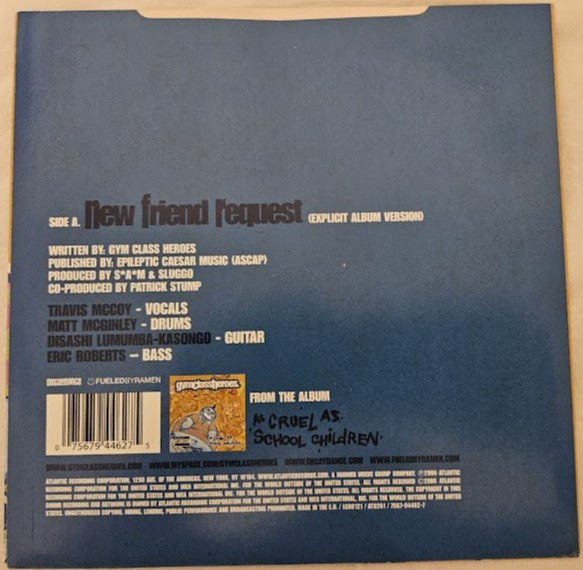 Miniaturbild: Gym Class Heroes - New Friend Request (7", S/Sided, Etch, Ltd) (Decaydance, Fuel