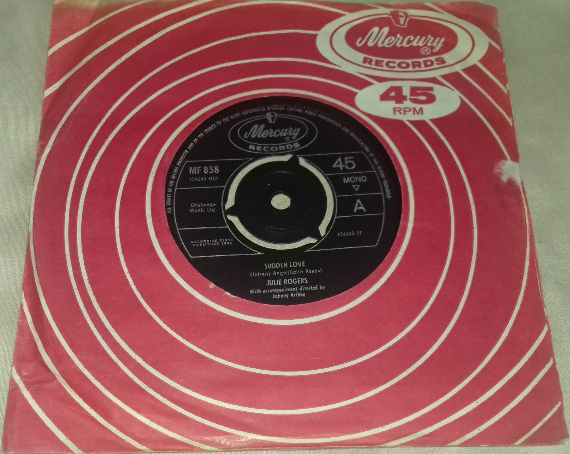 Julie Rogers - Sudden Love (7", Single) (Mercury, Mercury)