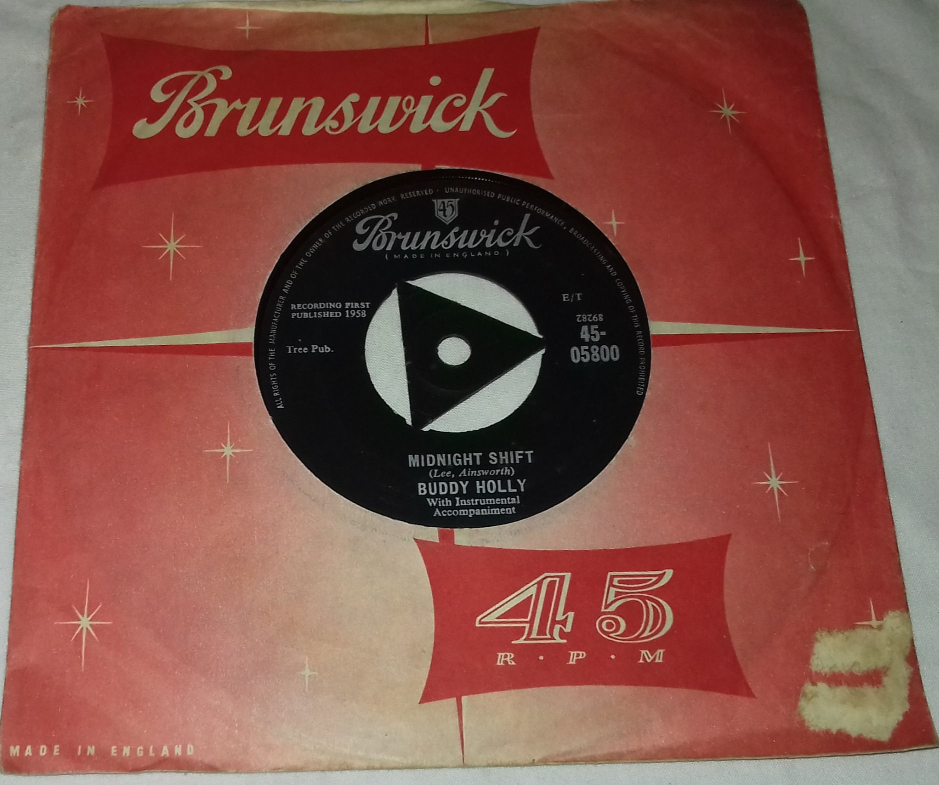 Buddy Holly - Rock Around With Ollie Vee / Midnight Shift (7", Single, Mono) (Br