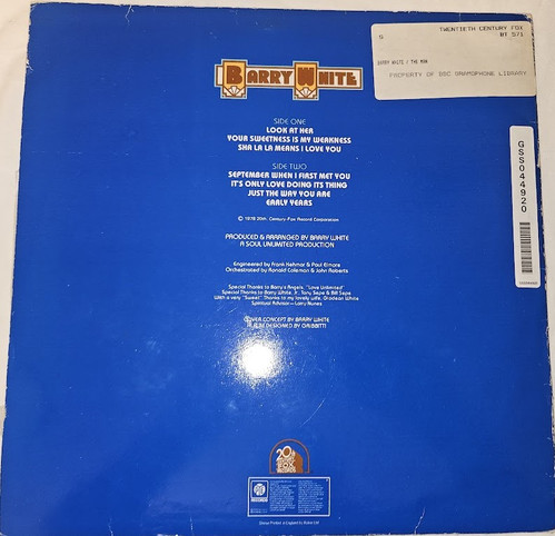 Barry White - Barry White The Man (LP, Album) (20th Century