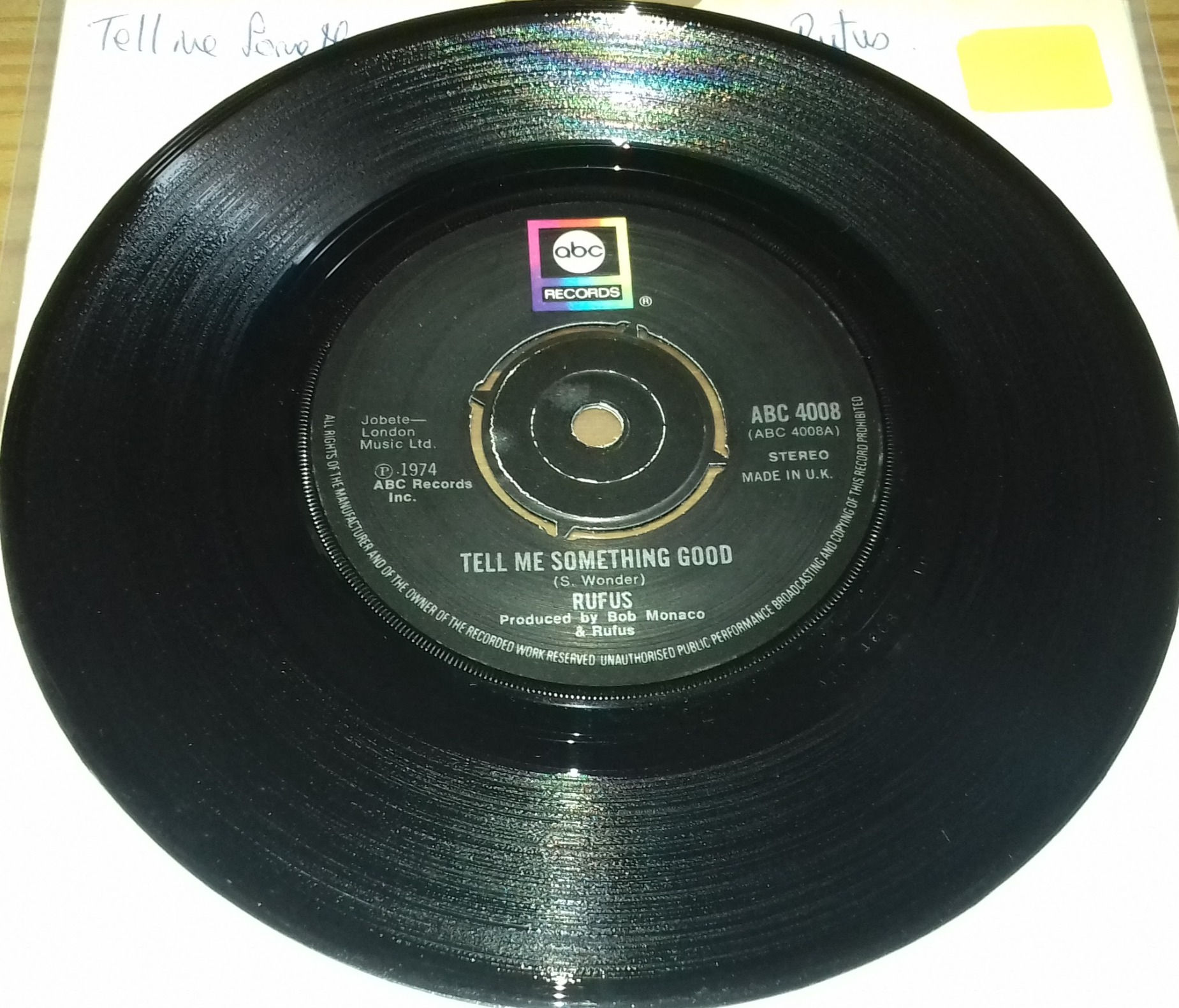 Rufus - Tell Me Something Good (7", Single) (ABC Records)