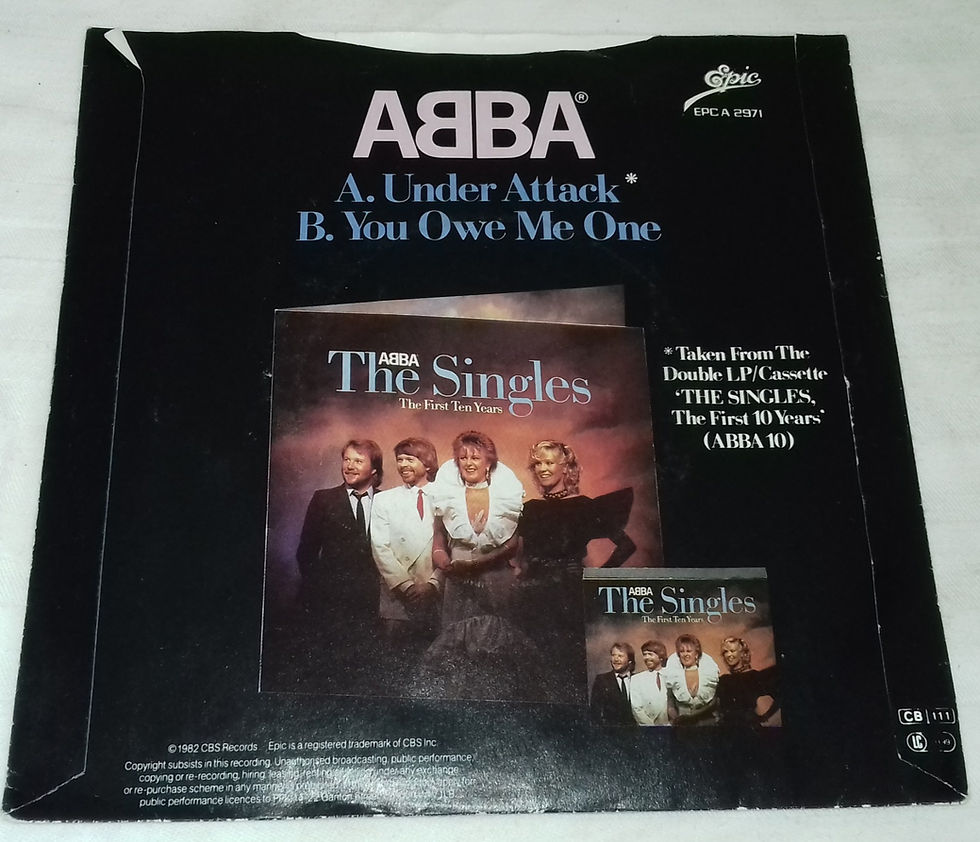 ภาพขนาดย่อ: ABBA - Under Attack / You Owe Me One (7", Single, Inj) (Epic, Epic)