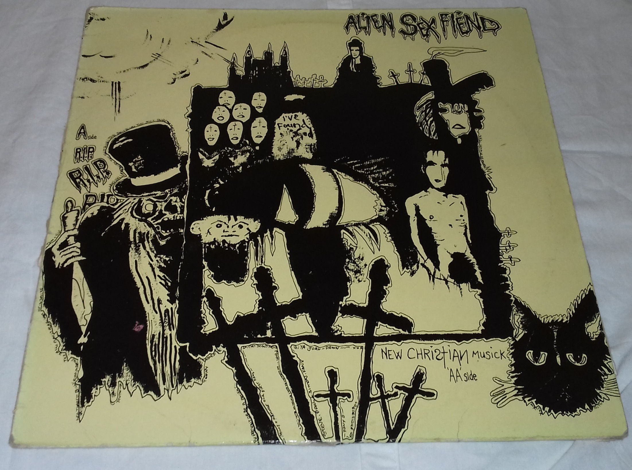 Alien Sex Fiend - R.I.P. / New Christian Music (12", Single, Tan) (Anagram Recor