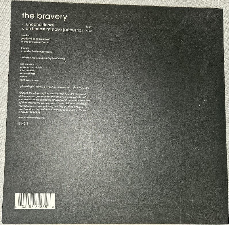 Thumbnail: The Bravery - Unconditional (7", Single, Whi) (Loog)