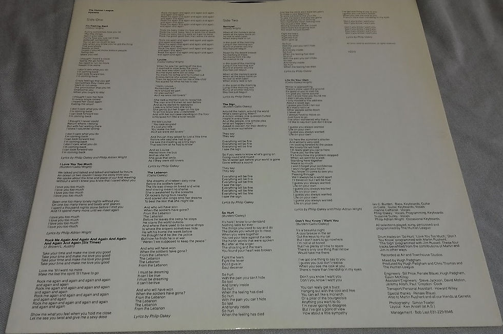 Miniature : Human League* - Hysteria (LP, Album, Gat) (Virgin, Virgin)