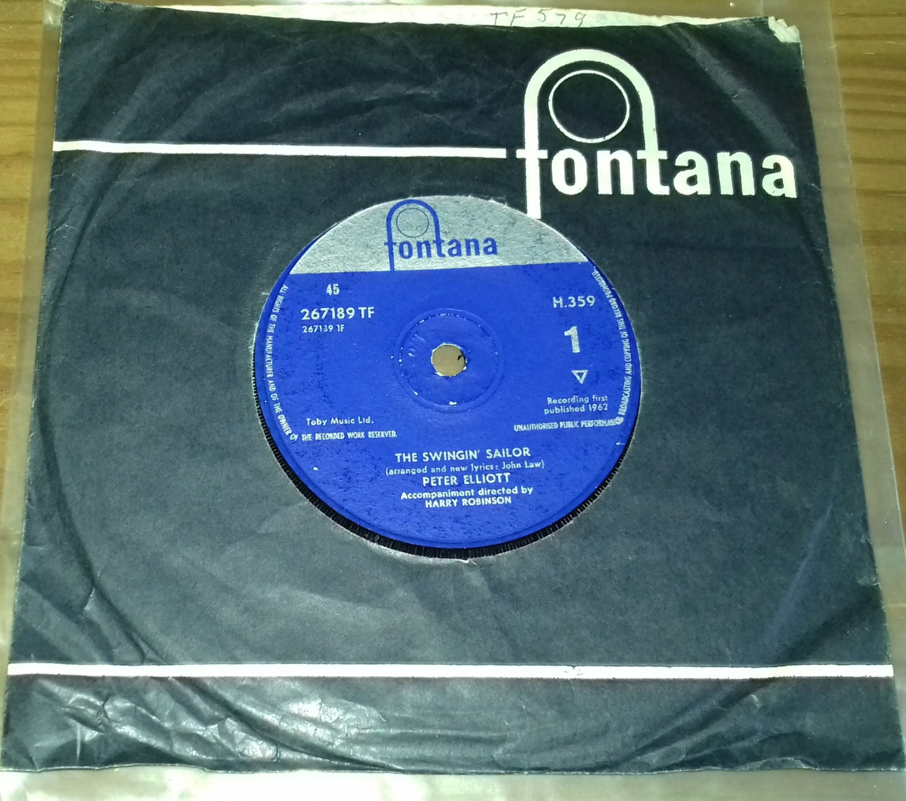 Peter Elliott - The Swingin' Sailor (7", Soi) (Fontana, Fontana)