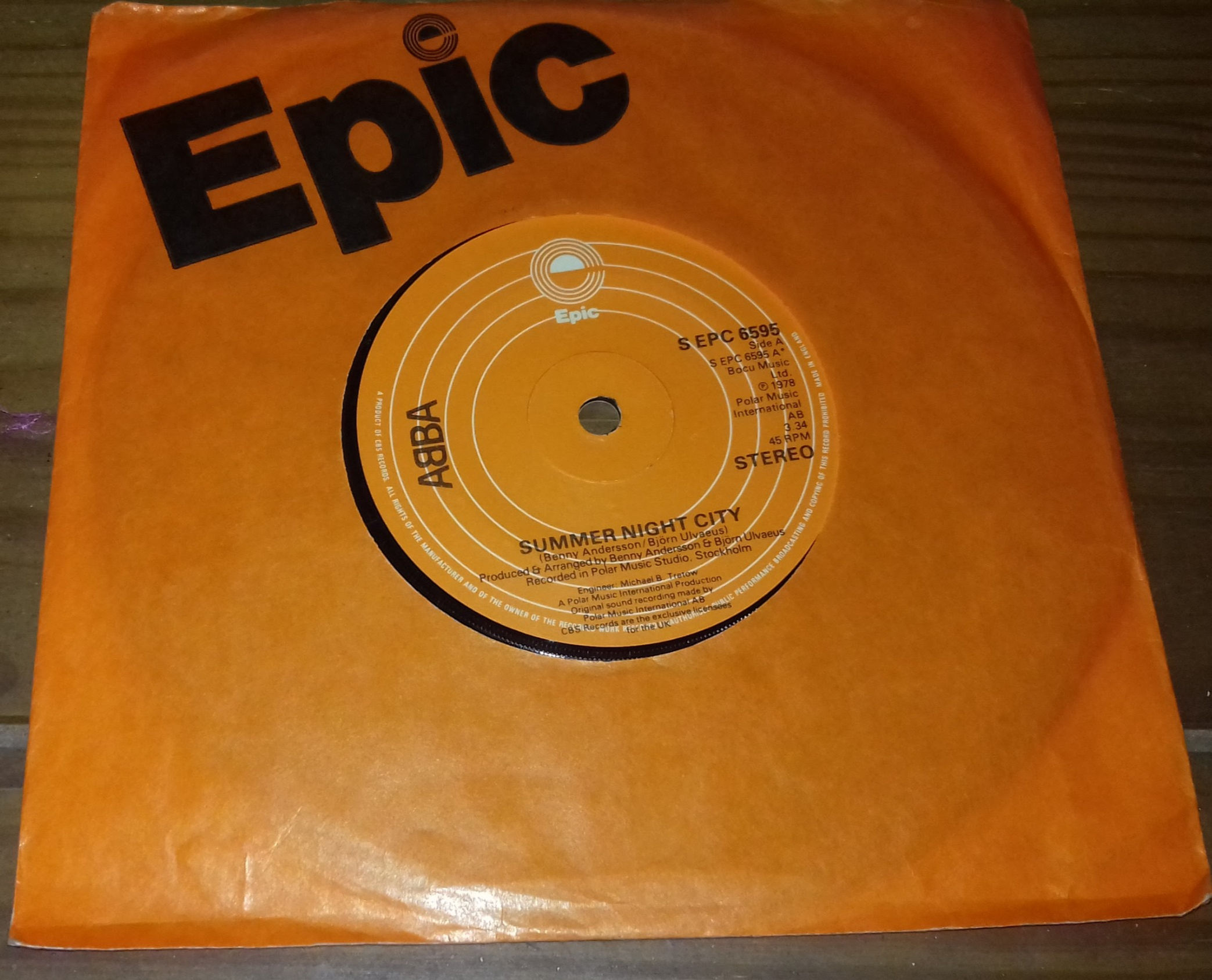 ABBA - Summer Night City (7", Single) (Epic)