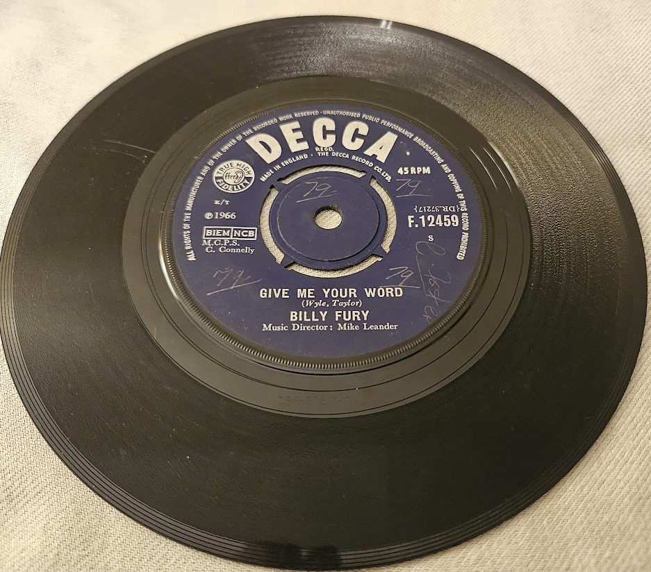 Billy Fury - Give Me Your Word (7", Single) (Decca)