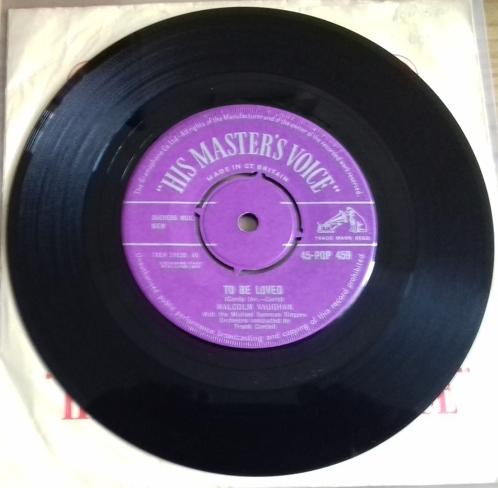 Malcolm Vaughan - To Be Loved (7") (His Master's Voice)