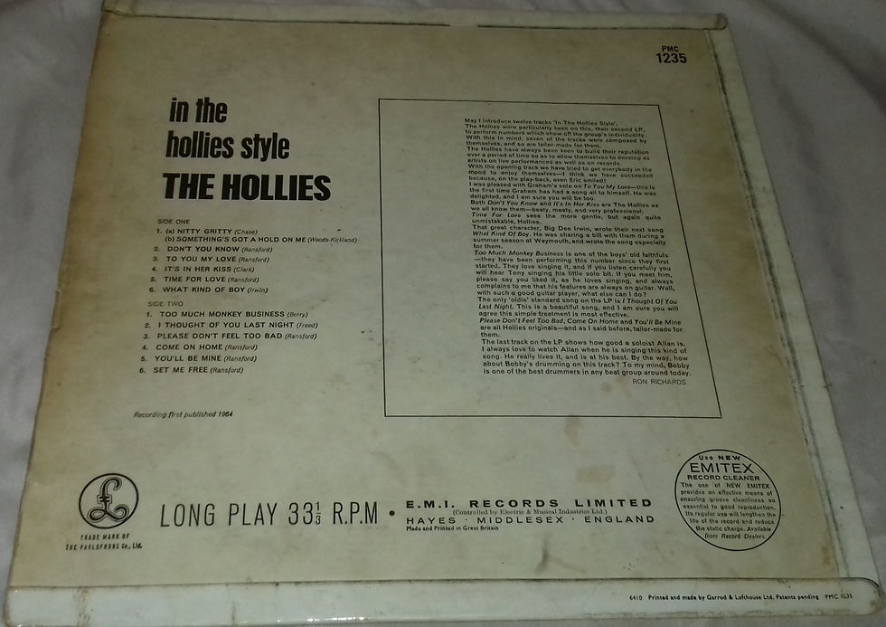 Pikkukuva: The Hollies - In The Hollies Style (LP, Album, Mono) (Parlophone)