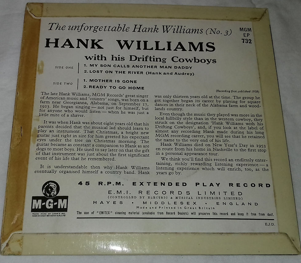 Miniature : Hank Williams With His Drifting Cowboys - The Unforgettable Hank Williams No. 3