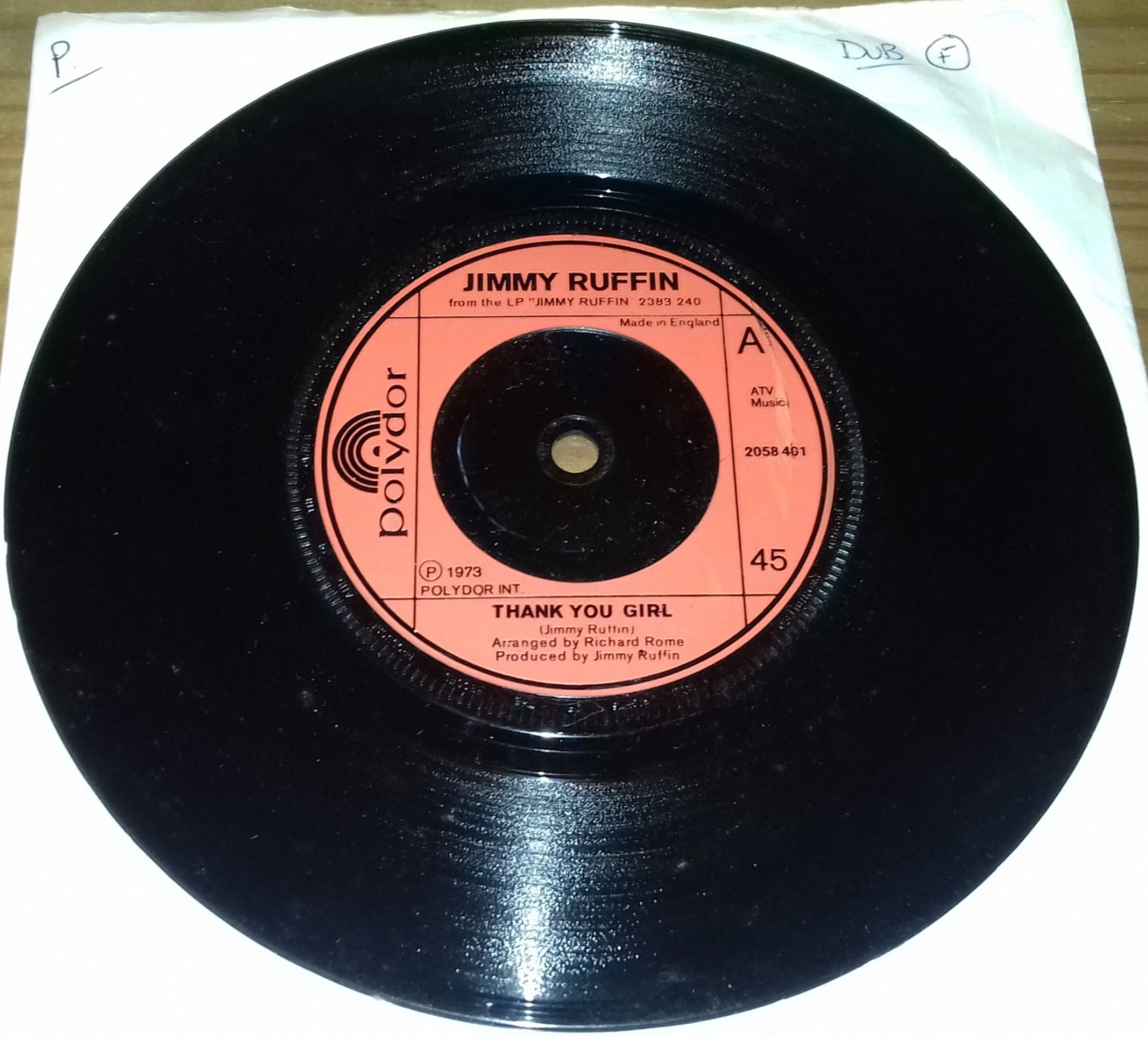 Jimmy Ruffin - Thank You Girl (7") (Polydor)