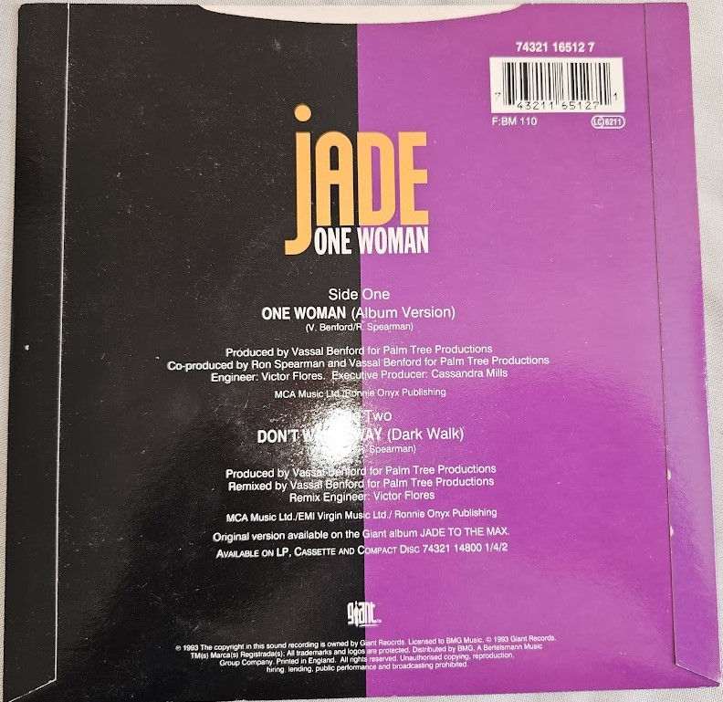 Miniatyrbild: Jade  - One Woman (7", Single) (Giant Records)