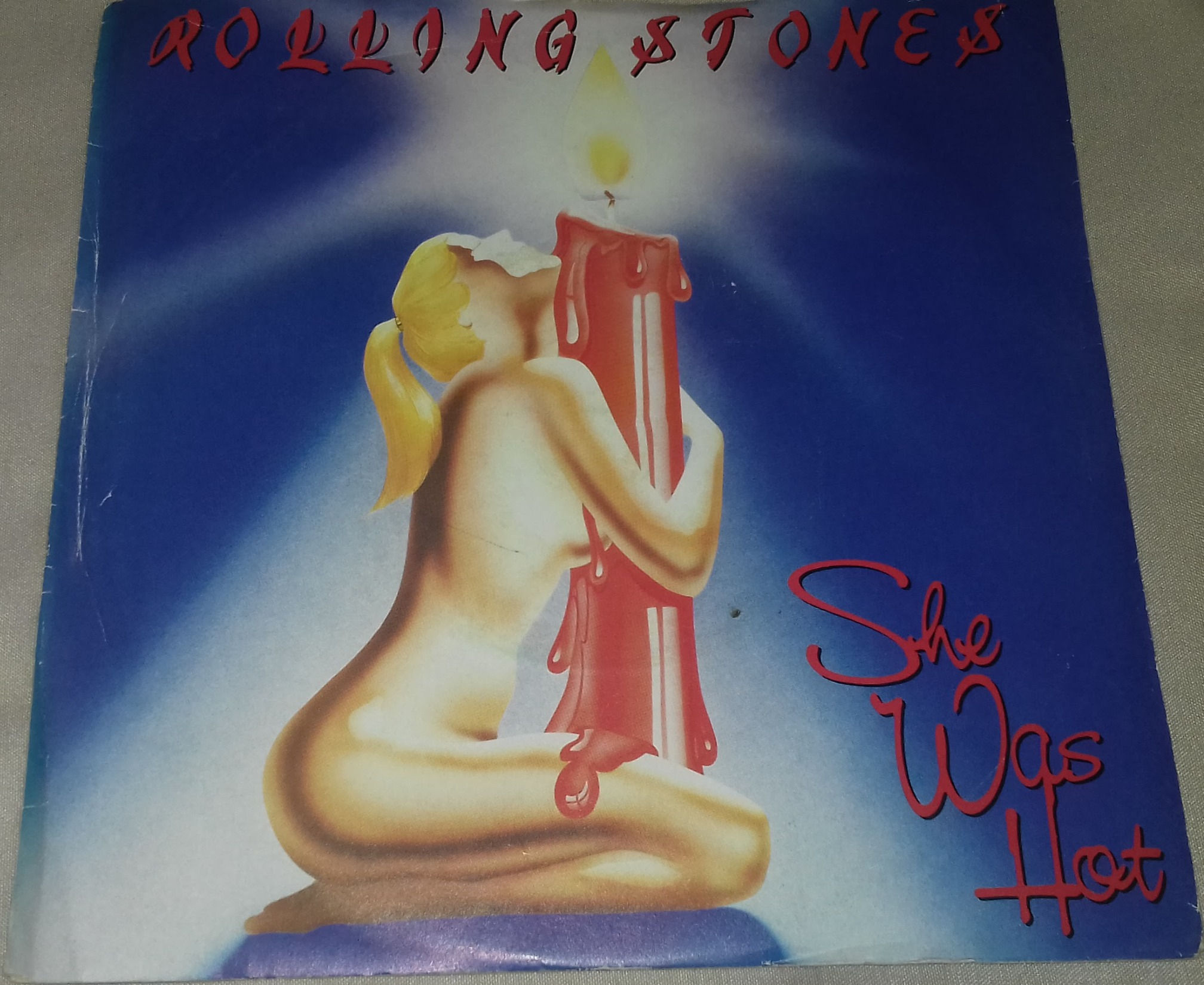 Rolling Stones* - She Was Hot (7", Single, Blu) (Rolling Stones Records)