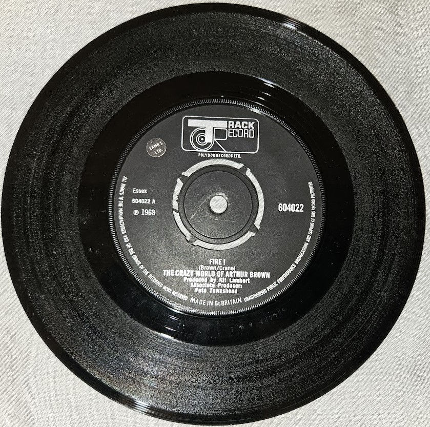 The Crazy World Of Arthur Brown - Fire ! (7", Single, 4 P) (Track Record)