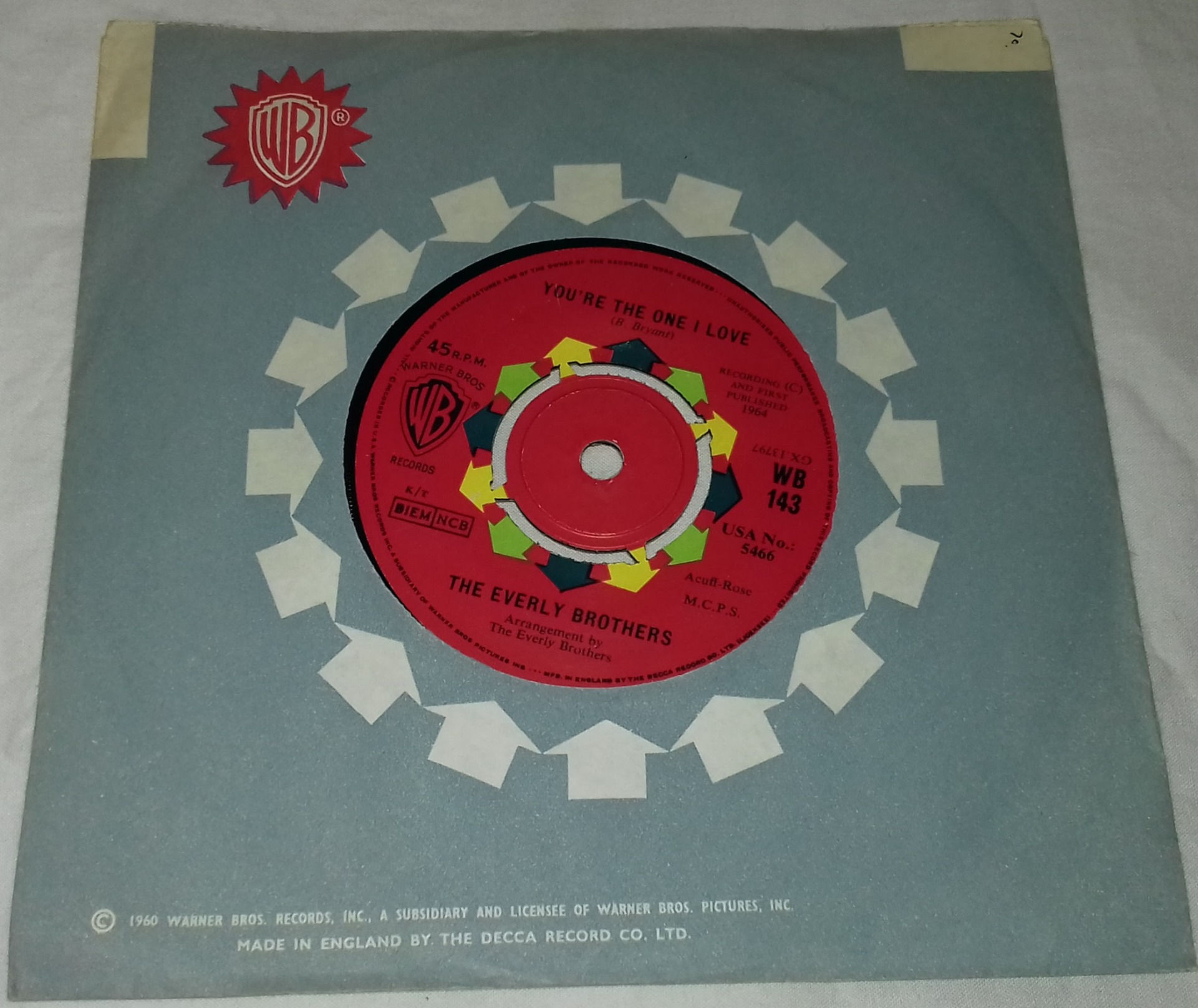 Everly Brothers - You're The One I Love (7") (Warner Bros. Records)