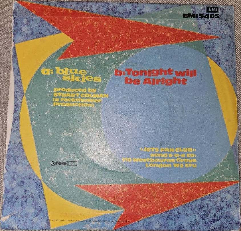 Pikkukuva: The Jets  - Blue Skies (7", Single) (EMI)