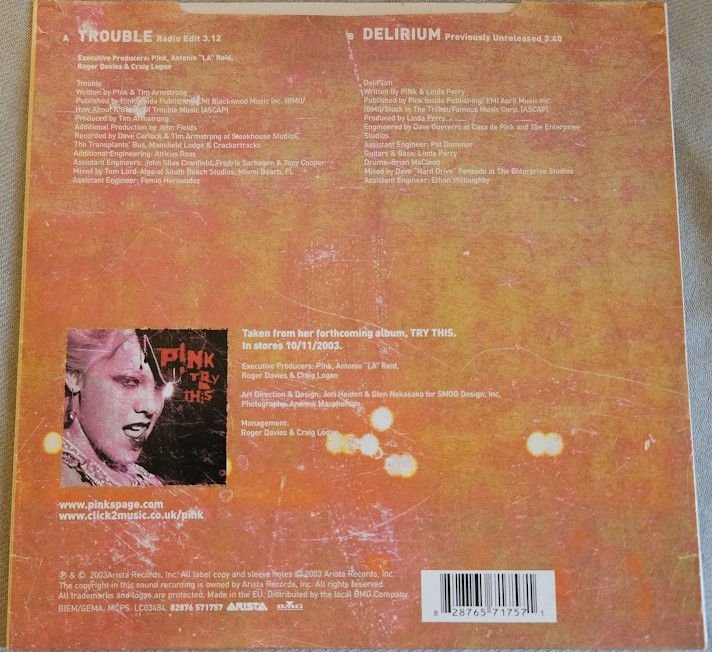 Miniatyrbild: P!NK - Trouble (7", Single, Cle) (Arista)