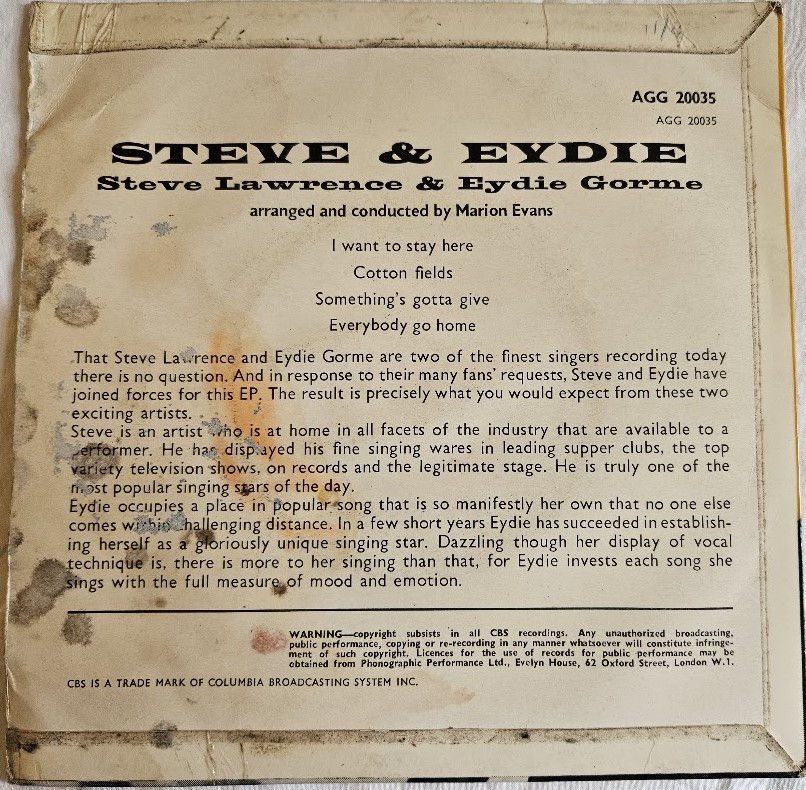 Miniaturbild: Steve & Eydie - Steve Lawrence & Eydie Gorme (7", EP) (CBS)