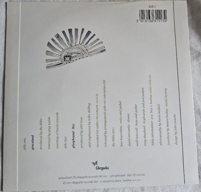 תמונה ממוזערת: The Bible - Graceland (2x7", Single) (Chrysalis, Chrysalis)