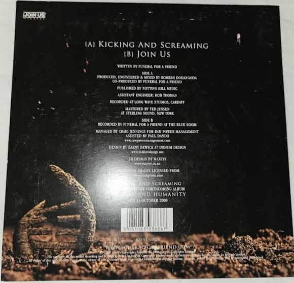Thumbnail: Funeral For A Friend - Kicking And Screaming (7", Single, Whi) (Join Us)