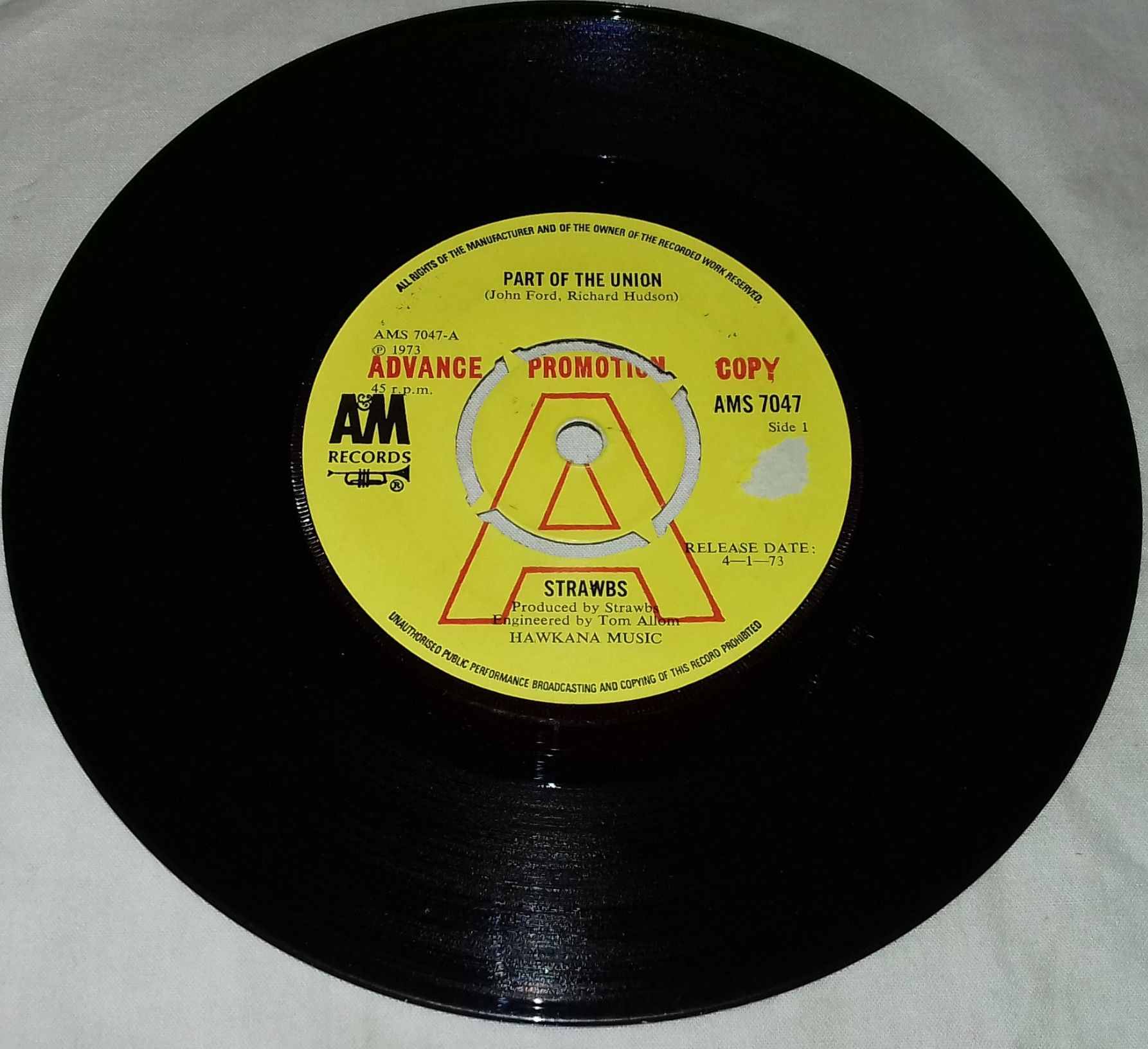 Strawbs - Part Of The Union (7", Promo) (A&M Records)