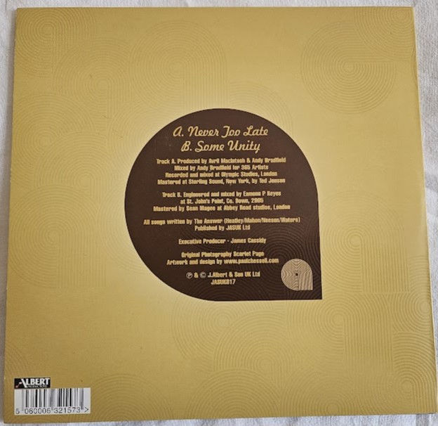 サムネイル： The Answer  - Never Too Late (7", Single, Bro) (Albert Productions)