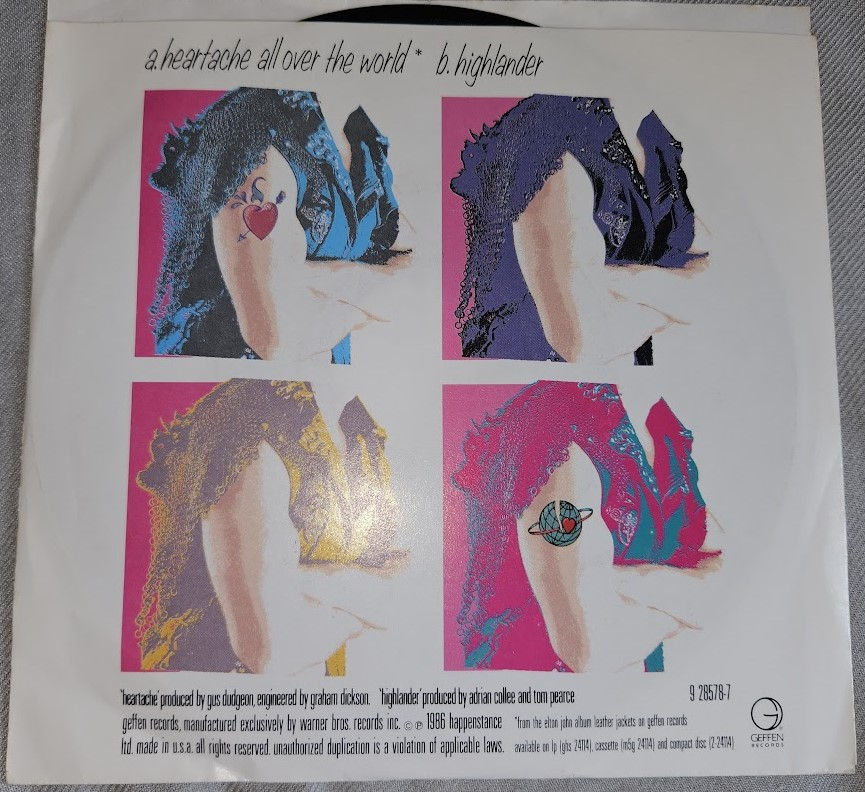 Miniaturbild: Elton John - Heartache All Over The World (7", Single, Promo) (Geffen Records)