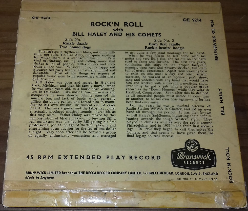 Pikkukuva: Bill Haley And His Comets - Rock 'N Roll (7", EP, RP) (Brunswick)