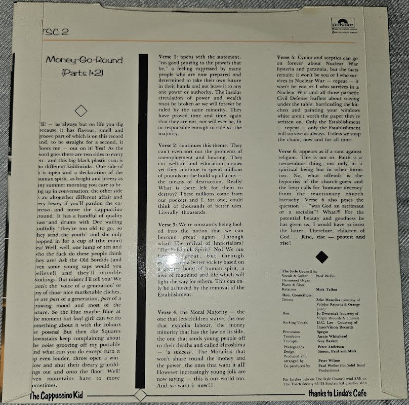 ภาพขนาดย่อ: The Style Council - Money-Go-Round (Parts 1+2) (7", Single, Sil) (Polydor, Polyd