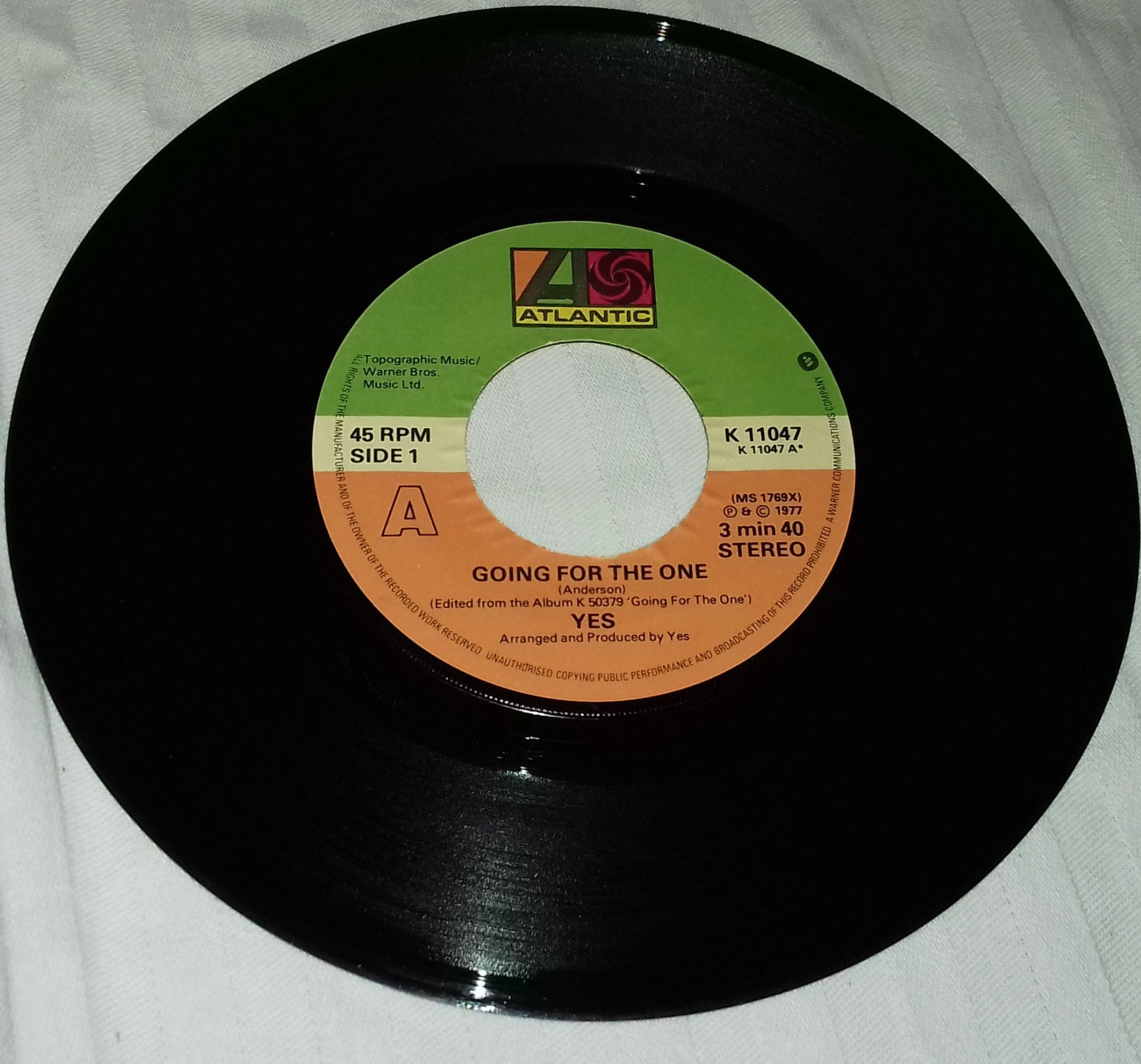 Yes - Going For The One (7", Single) (Atlantic)