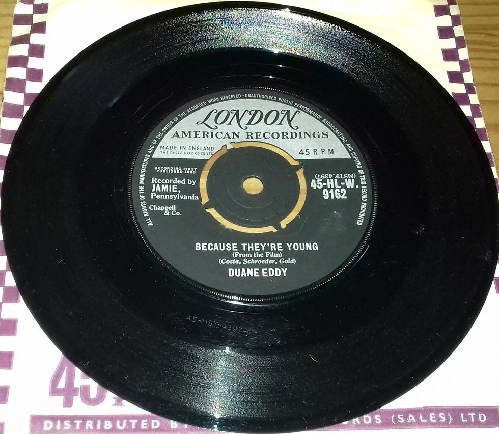 Duane Eddy - Because They're Young (7", Single) (London Records, London American